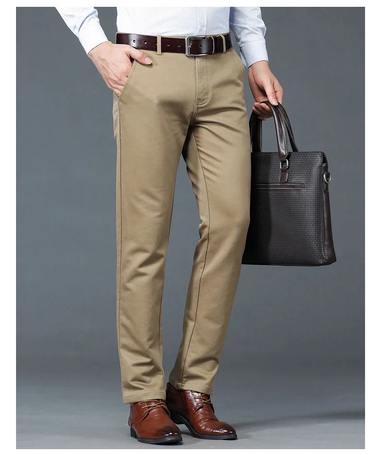 6 Colors Male Autumn Winter Casual Pants Chic Straight Formal Office Luxury Trousers Fashion Elastic Men Business Suit Pants