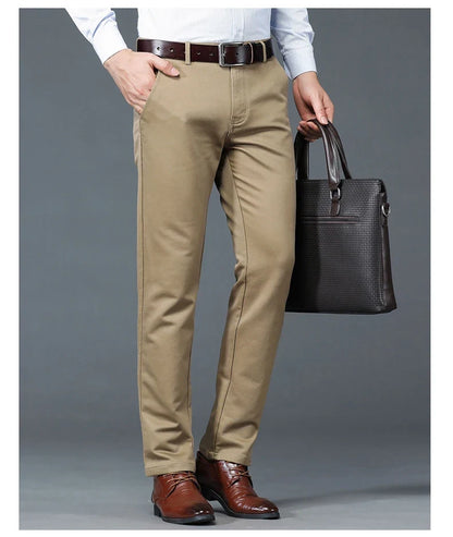 6 Colors Male Autumn Winter Casual Pants Chic Straight Formal Office Luxury Trousers Fashion Elastic Men Business Suit Pants