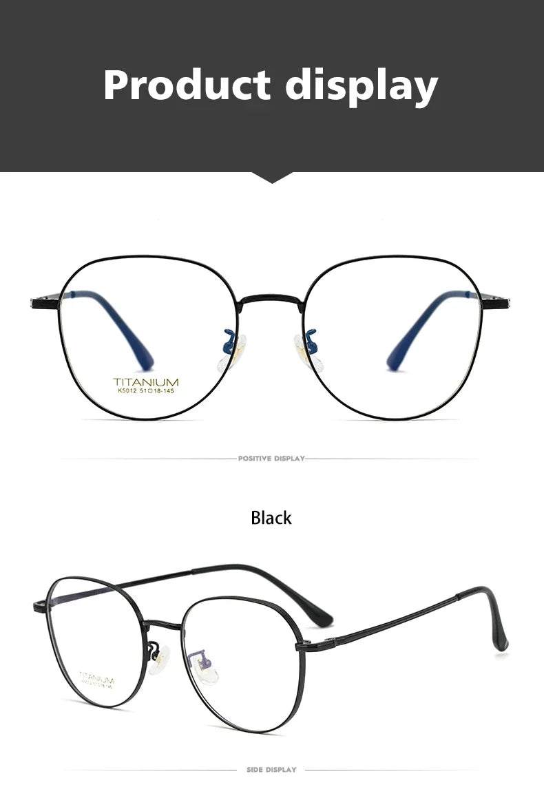 Simple Fashion Large Frame Titanium Design Women Anti-blue Light Reading Glasses Men Customized Prescription 02-K5012