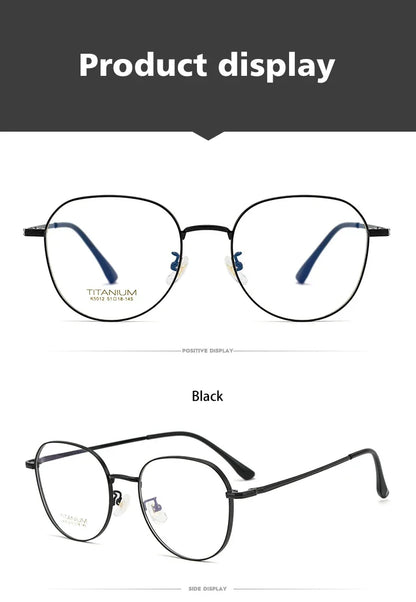 Simple Fashion Large Frame Titanium Design Women Anti-blue Light Reading Glasses Men Customized Prescription 02-K5012