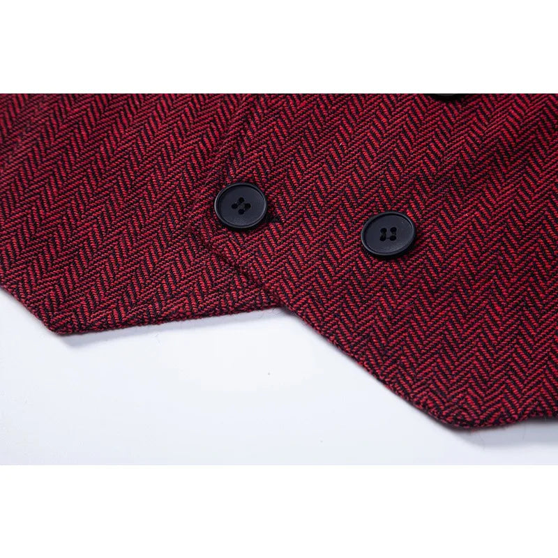 Waistcoat Man British Style Turn Down Collar Men Vest Slim Solid Double-breasted Sleeveless Versatile Male Suit Vest
