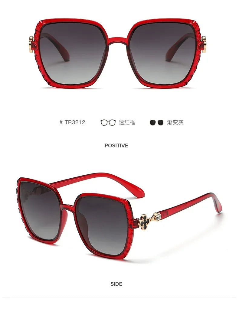 Luxury Square Designer Fashion Big Polarized Sunglasses For Women Glasses Brand 2024 Woman Women's Retro Shades UV400 Eyewear
