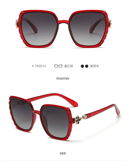 Luxury Square Designer Fashion Big Polarized Sunglasses For Women Glasses Brand 2024 Woman Women's Retro Shades UV400 Eyewear