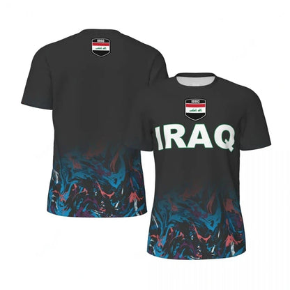 IRAQ Flag 3D Print Sport Quick Dry Breathable Men T-shirt Outdoor Football Jersey Team Fan Loose Short Sleeve Summer Top Clothes