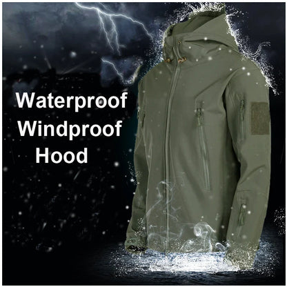 Men's Winter Fleece Warm Sharkskin Tactical Outdoor Jackets Camping Hiking Trekking Hunting Military Climbing Cargo Hooded Coat
