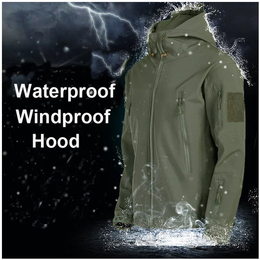 Men's Winter Fleece Warm Sharkskin Tactical Outdoor Jackets Camping Hiking Trekking Hunting Military Climbing Cargo Hooded Coat
