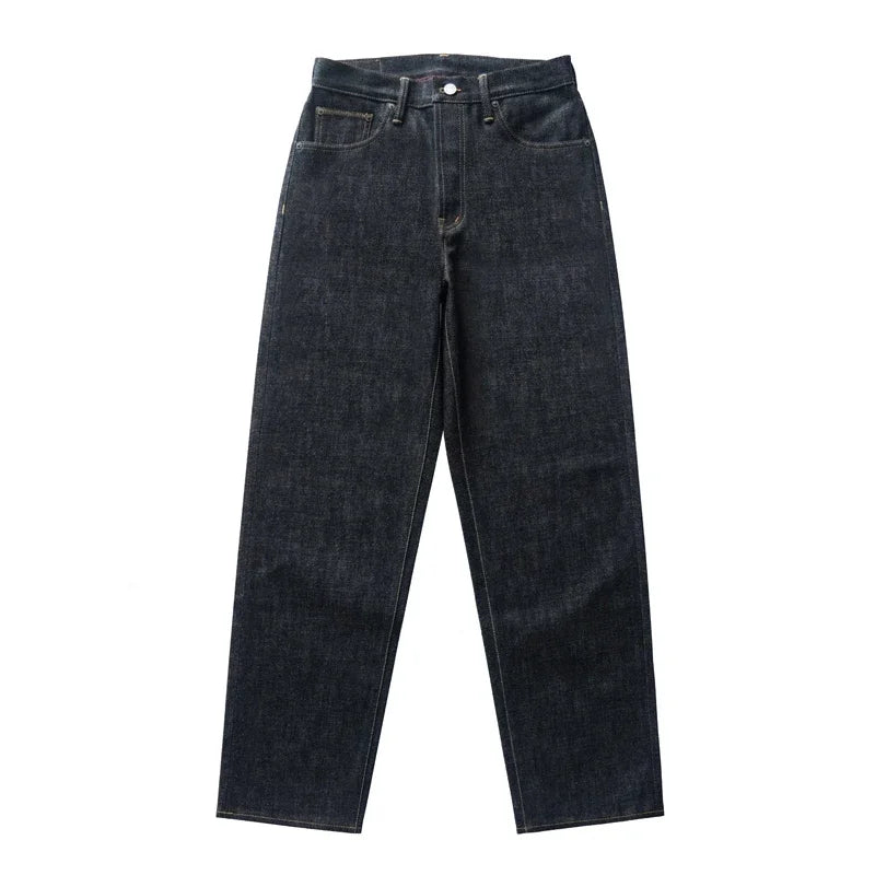Mens Jeans Selvedge Denim Jeans for Man Silver Button Loose Fit Handmade 15 Oz