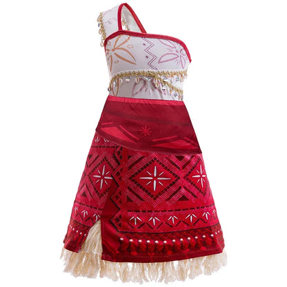 Children Cosplay Dresses Girls Moana Princess Dress for Kid Halloween Maui Vaiana Costume Children Birthday Party Clothes Set