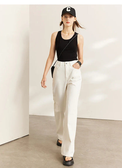 Minimalism Women Jeans 2025 Autumn Vintage Denim Pants Loose Wide Leg Pants Woman Casual Pants Female Trousers 12551002