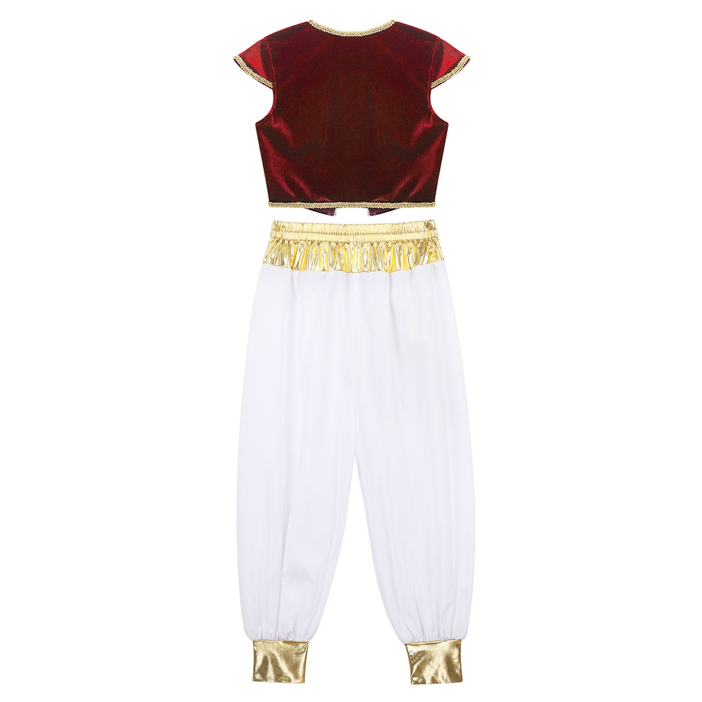 Boys Mythical Prince Arabian Carnival Cosplay Outfit Halloween Party Arabian Prince Role Play Waistcoat Vest Top+Belted Pants