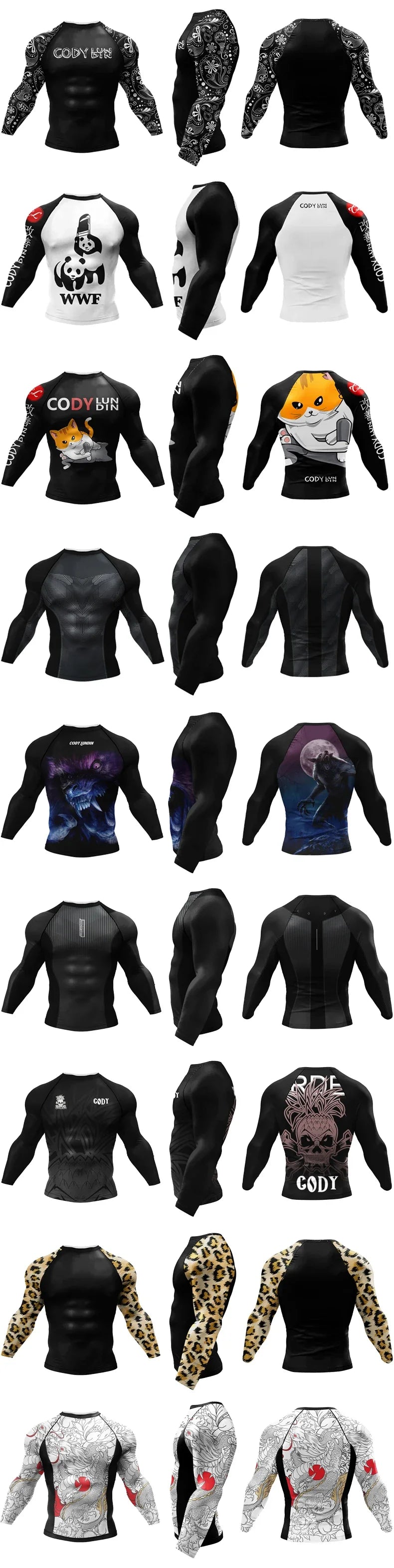 Cody Lundin Wrestling Compression T Shirt Men Full Subliamtion Brazilian Jiu-Jitsu MMA Shor Sleeve Rashguard With Anti Rubber