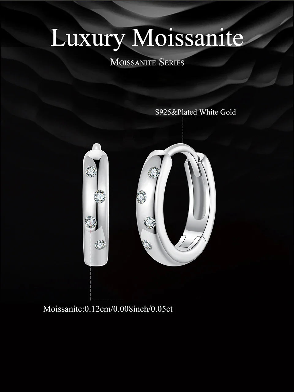 Huggie earrings for women Ear Cuff Moissanite Hoop Earrings Hypoallergenic 925 Sterling Silver Earrings with Gold Plated