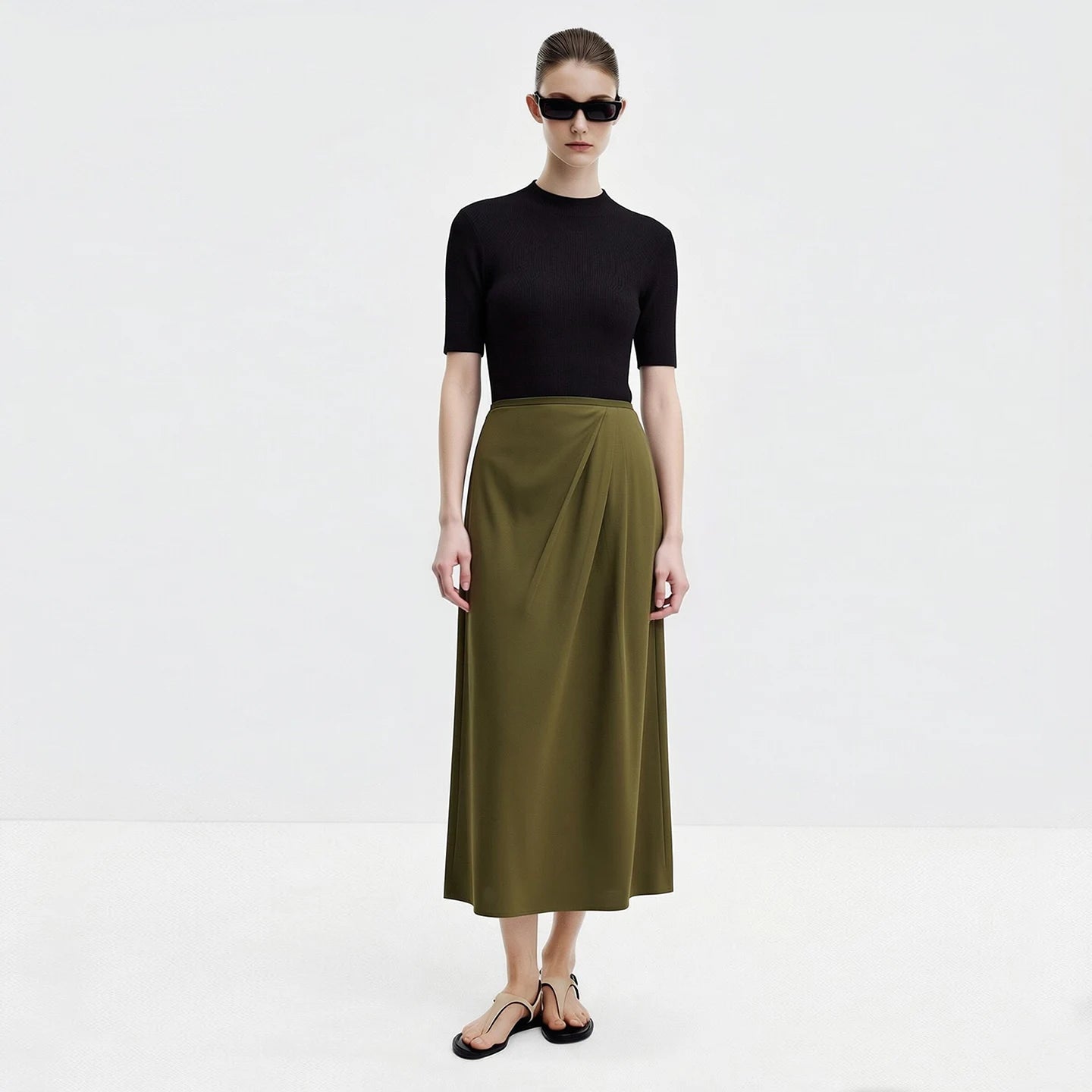 Women's Skirt 2026 Summer New Solid Color Wrinkle-Resistant Elegant Office Versatile Long Pleated Skirt For Women 12622145