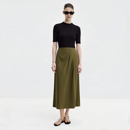 Women's Skirt 2026 Summer New Solid Color Wrinkle-Resistant Elegant Office Versatile Long Pleated Skirt For Women 12622145