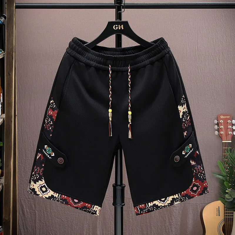 2025 Trendy Summer Embroidery Shorts Men Streetwear Hip Hop Straight Leg Short Pants Casual Sports Five-Point Pants male