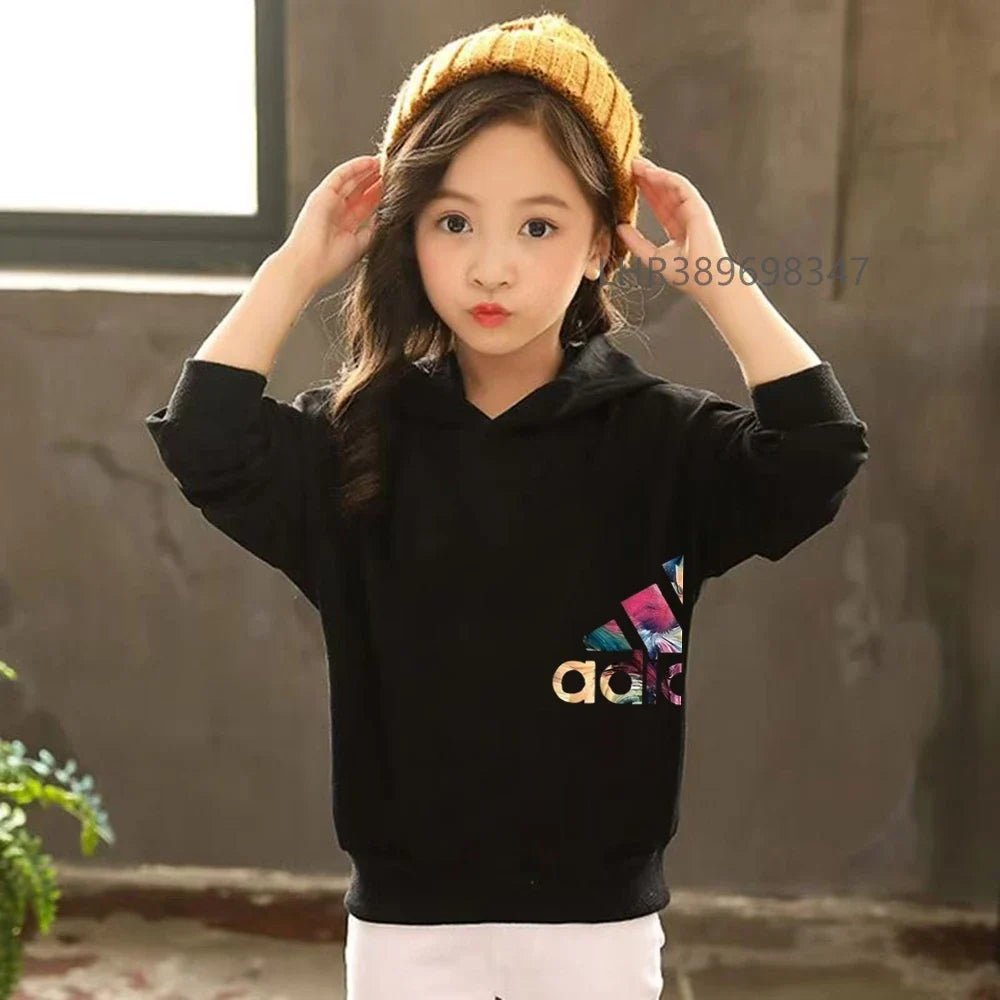 Children's Hoodies Girls Pink Boy Black Age 3-12 Coat Top+Bottom Suit Casual Toddler Long Sleeves Fun Brand Print Clothing