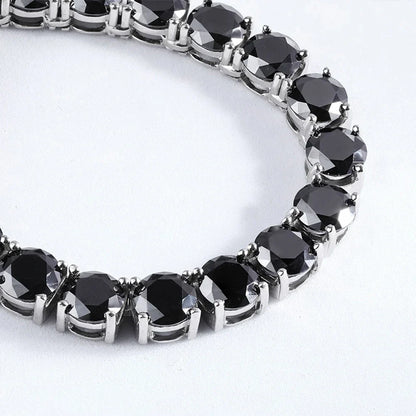 3/4/5/6.5mm Full Black Moissanite Tennis Necklace with GRA 925 Sterling Silver Lab Diamond Hiphop Necklace Jewelry for Men Women
