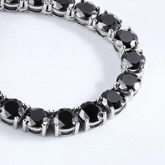 3/4/5/6.5mm Full Black Moissanite Tennis Necklace with GRA 925 Sterling Silver Lab Diamond Hiphop Necklace Jewelry for Men Women