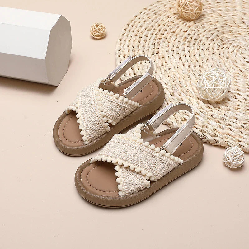 Girl Summer Sandals Classic Fashion Ethnic Style Kids Beach Sandals Fashion Open-toe Versatile Children Non-slip Causal Shoes