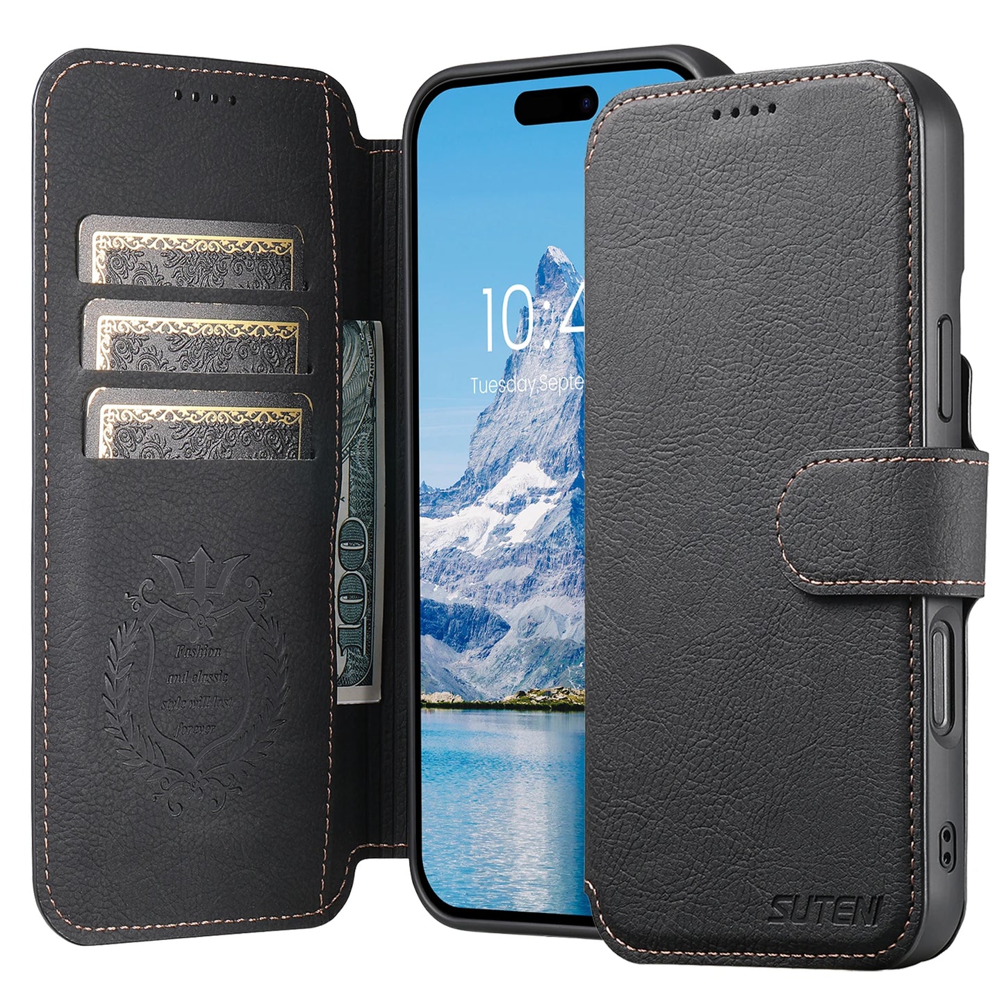 Faux Leather Wireless Charging Card Holder Stand Wallet Magnetic Flip Cover Phone Case For iPhone 17 Pro Max 16 Plus 15 14 13