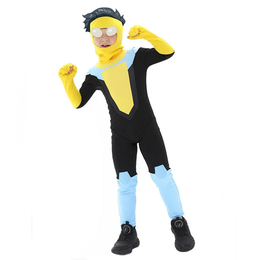 Anime Kids Invincible Costume Boys Omni-man Mark Grayson Cosplay Child Superhero Girls Atom Eve Pink Jumpsuit Halloween Costume