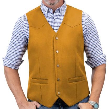 Men Vest Gold Suede Velvet Single Button V Neck Waistcoat For Wedding Birthday Party Business Work Daily Casual Men Suit Vest