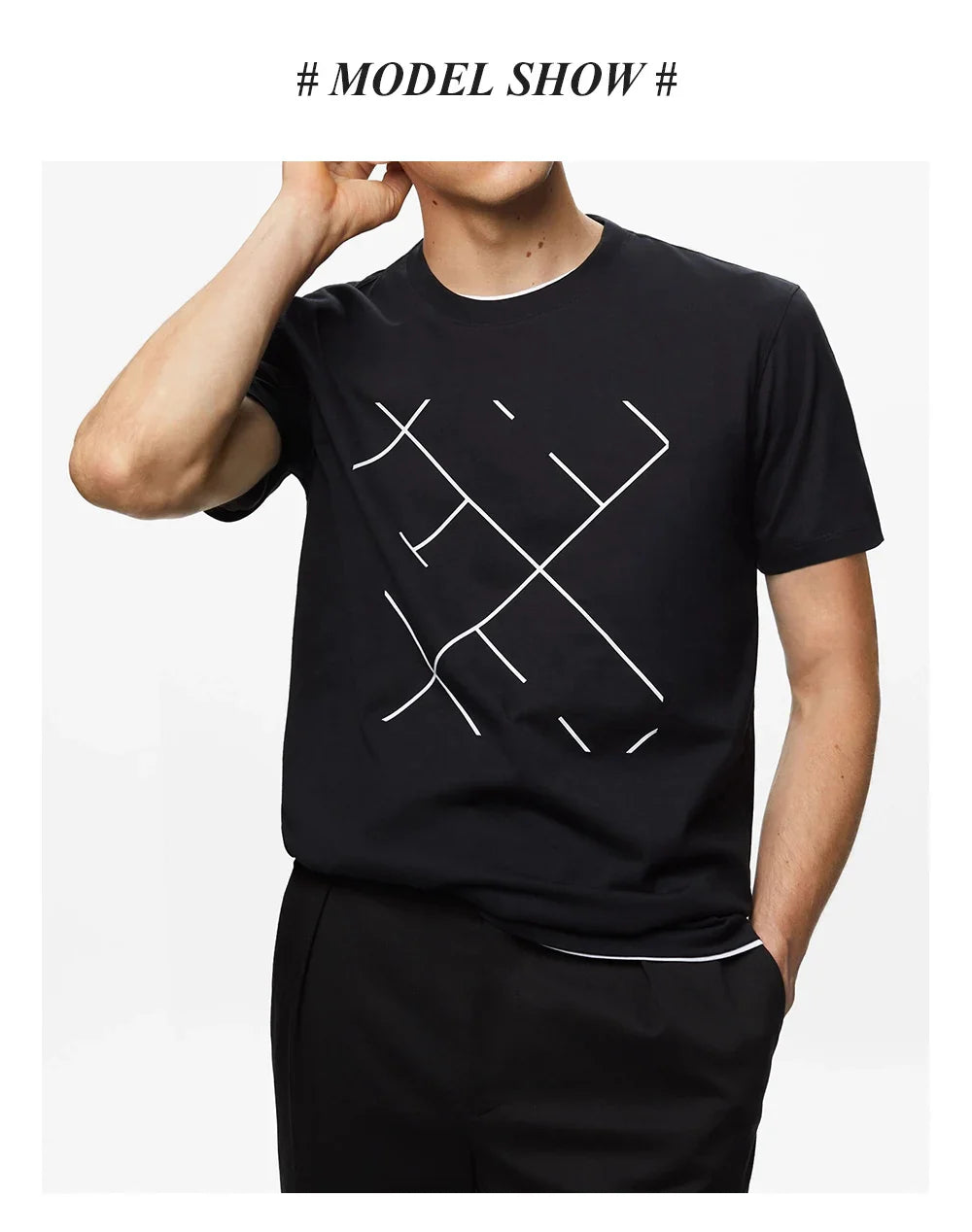Men's Short Sleeves New Fashion Commuter Versatile Men's Classic Top Pure Cotton Round Neck Letter Design Men's Short Sleeves
