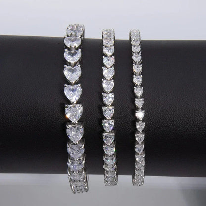 3/5/6.5mm Heart Cut Moissanite Tennis Bracelet with Certificates 925 Sterling Silver Sparkling Diamond Bracelets for Women