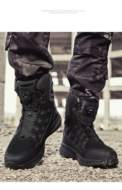 Large Outdoor Training Boots Men's Mountaineering Hiking Boots High Top Rotating Buckle Fashion Camouflage Sports Shoes