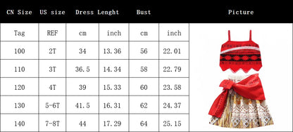 Princess Vaiana Fantasy Children Cosplay Moana Summer Girls Carnival Dress Kids Clothes Set Party Christmas Moana Costume