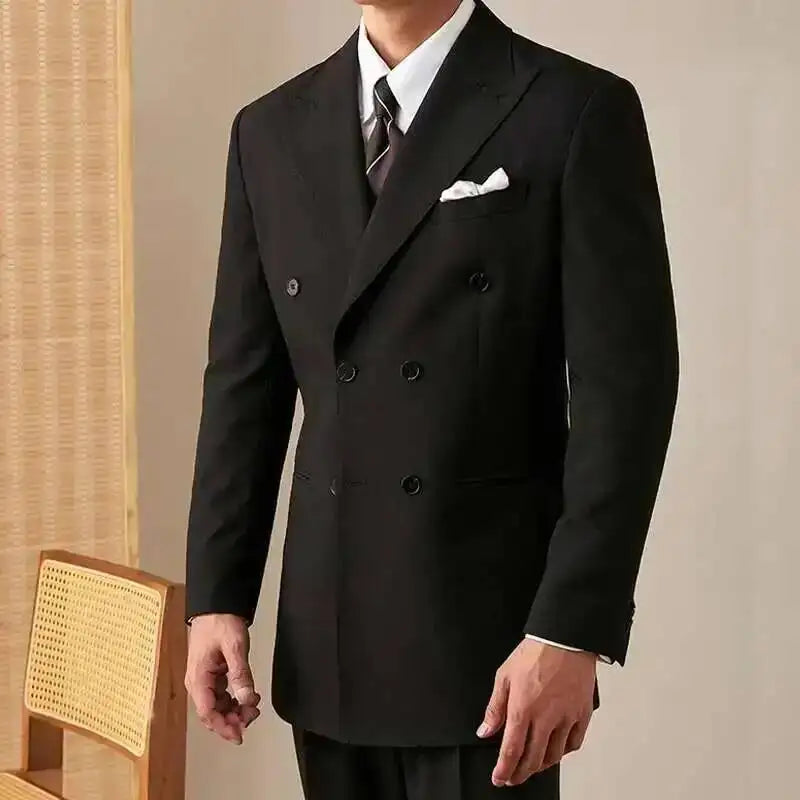 Spring Jacket Men Blazer Masculino Slim Fit Blazer Hombre Lapel Collar Casual Business Italian Style Double Breasted Blazer Men