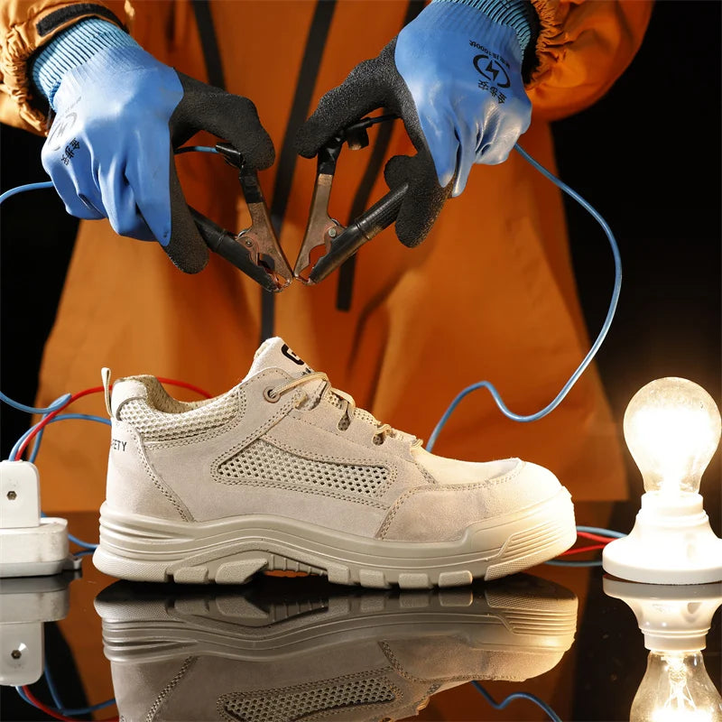 Fashion 2025 Plastic Toe Summer Breathable Labor Shoes Composite Toe Cap Indestructible Work Safety Boots Sneakers Male Footwear