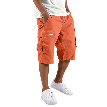 2026 NEW men loose straight pants Casual multi-pocket Shorts Summer Five-Inch Men's drawstring Sports cargo short