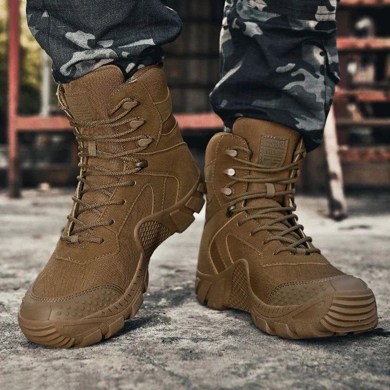 Outdoor High Top Mens Waterproof Fashion Platform Sneakers Ankle Botas Casual Shoes Combat Boots Male Black Large Size 47