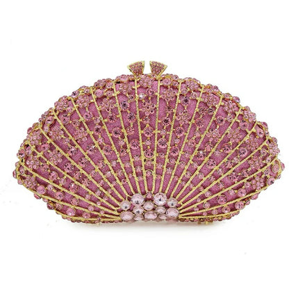 High Quality Elegant Exquisite Fan Shaped Ladies Evening Clutch Bag Banquet Chain Shoulder Bag