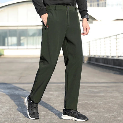 Men's Summer Cargo Pants Big Size Ice Silk Stretch Breathable Straight Leg Pants Quick Dry Elastic Lightweight Long Trousers