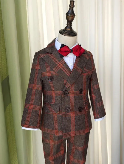 Children Luxurious Photography Suit Boys Jacket Vest Pants Bowtie Ceremony Costume Kids Birthday Wedding Dress Performance  Set