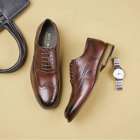 Autumn New Genuine Leather Business Dress Shoes Men Carved Brock Men's Shoes Leather Office Gentleman Oxfords Shoe