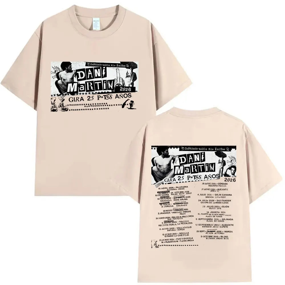 Rapper Dani Martin Tour 2025-2026 Merch T Shirts Men's Pop Music Clothing Short Sleeve T-shirt Man Hip Hop Gothic Vintage Tshirt