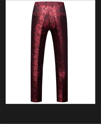 New Men Luxury Jacquard Suit Pants Fashion Wedding Party Groom Dress Trouser