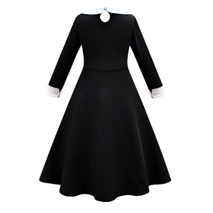 Wednesday Cosplay For Girls Costume Movie Addams Dresses for Girl Kids Mesh Party Dresses Halloween Carnival Costumes 4-12Yrs