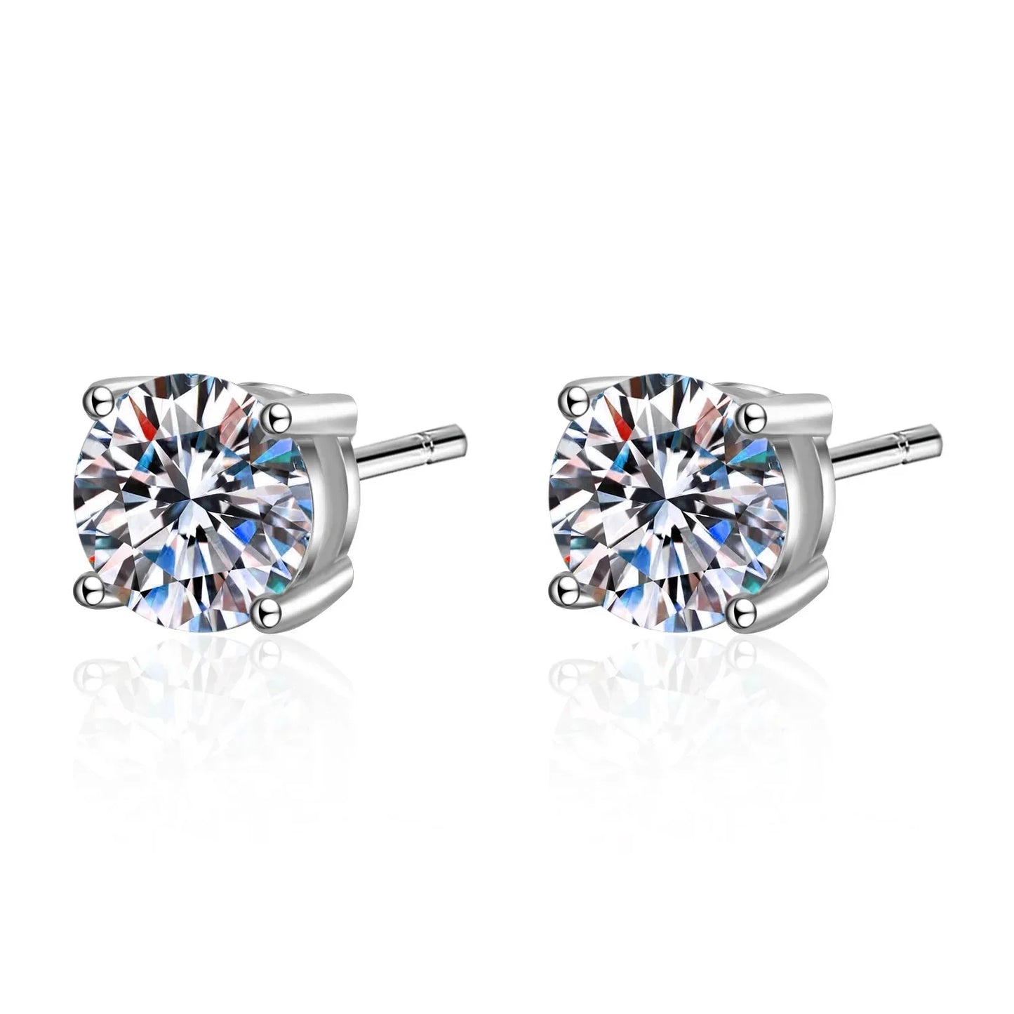 Real 0.2-3CT D Color Moissanite Stud Earrings For Women Party 4 Prong S925 Silver 0.1CT 3mm Pass Diamond Test Earring Gift