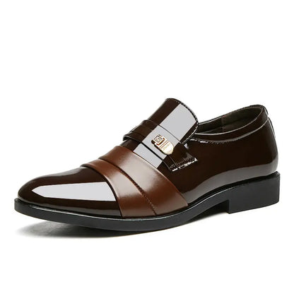 Social Shoe for Men Casual Business Patent Leather Dress Shoes Man Bright Upper Pointed Toe 2025 Trend Office Suit Footwear New