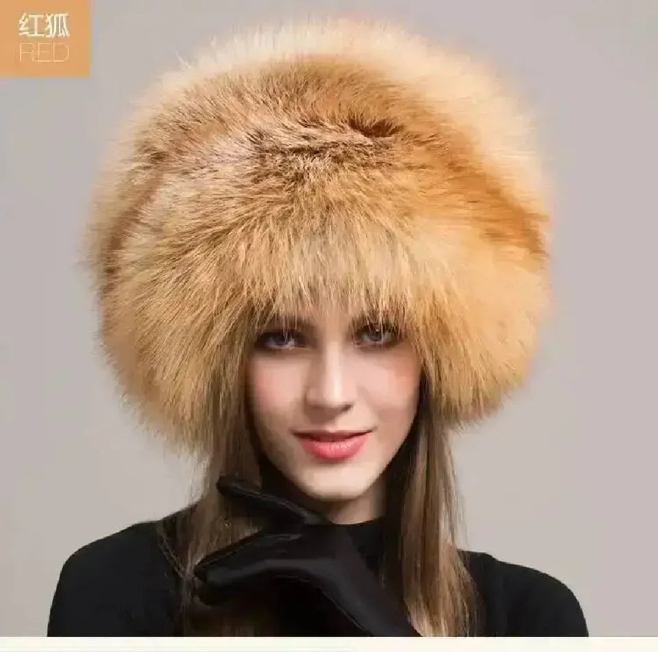 Real Fox Fur Hat For Women Winter Ear Protection Genuine Fur Hat Russian Natural Fur Bomber Hat Outdoor Thicken Warm Fur Caps