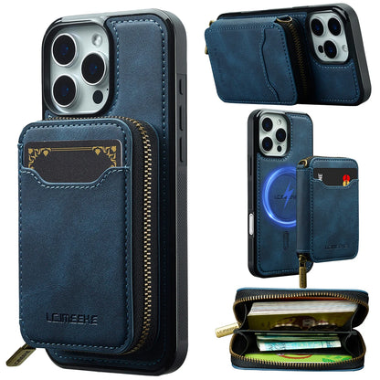 For Magsafe Magnetic Leather Phone Case for iPhone 16E 17 Air 16 15 Plus 14 13 12 11 Pro Max Wallet Card Holder Pocket Cover