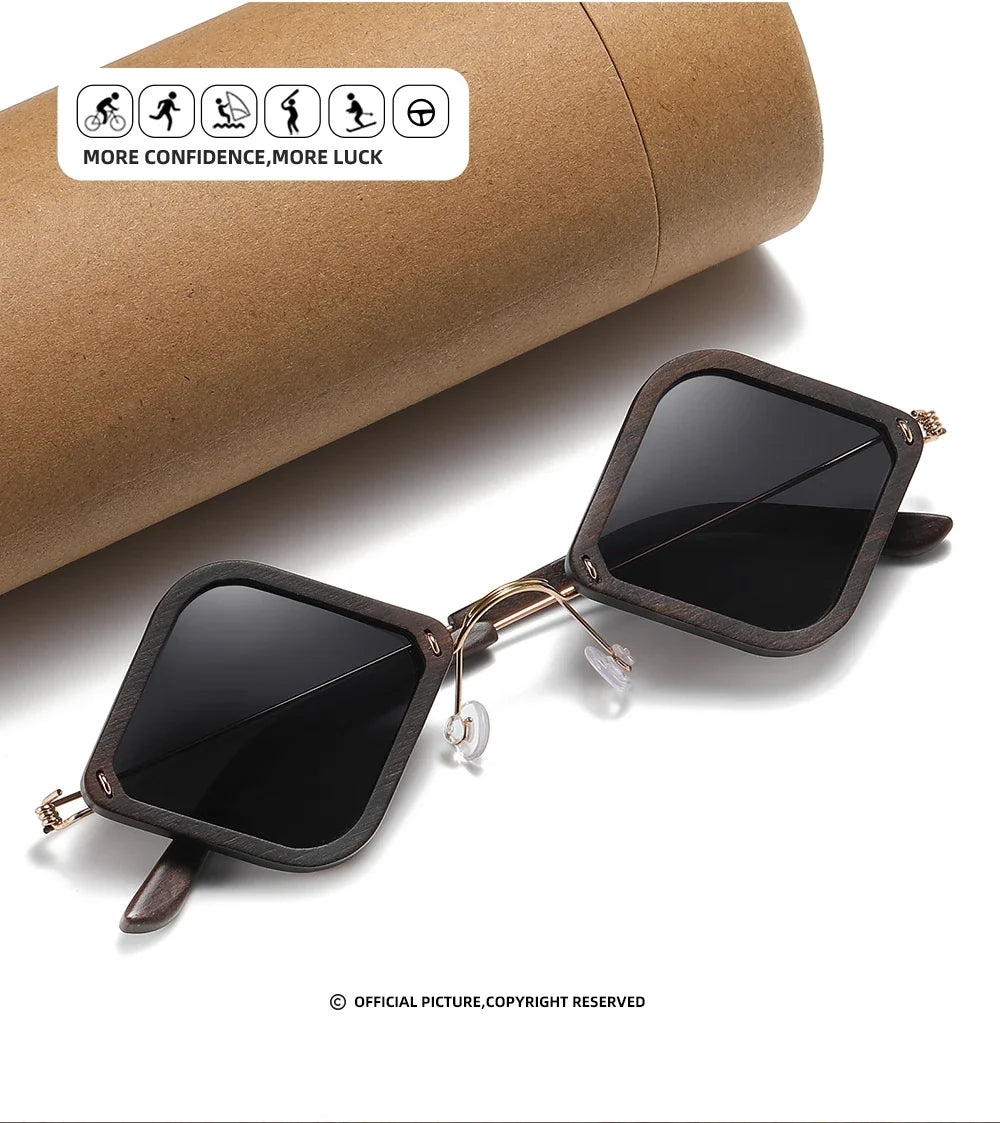 wooden adult sunglasses, handcrafted purple sandalwood polarized glasses, mirror-coated lenses, glasses gift box 2107
