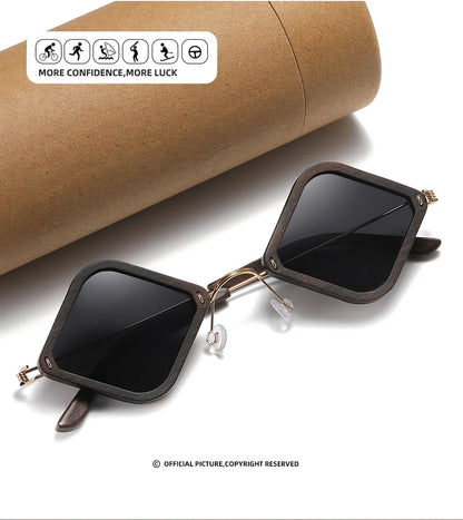wooden adult sunglasses, handcrafted purple sandalwood polarized glasses, mirror-coated lenses, glasses gift box 2107