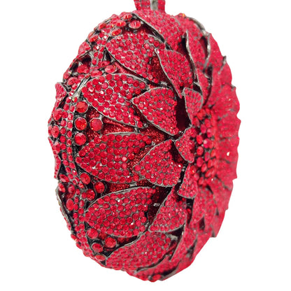 Hot-selling Luxury Sunflower-shaped Hollow Full-paved Sparkling Beaded Crystal Women's Wedding Evening Bag.