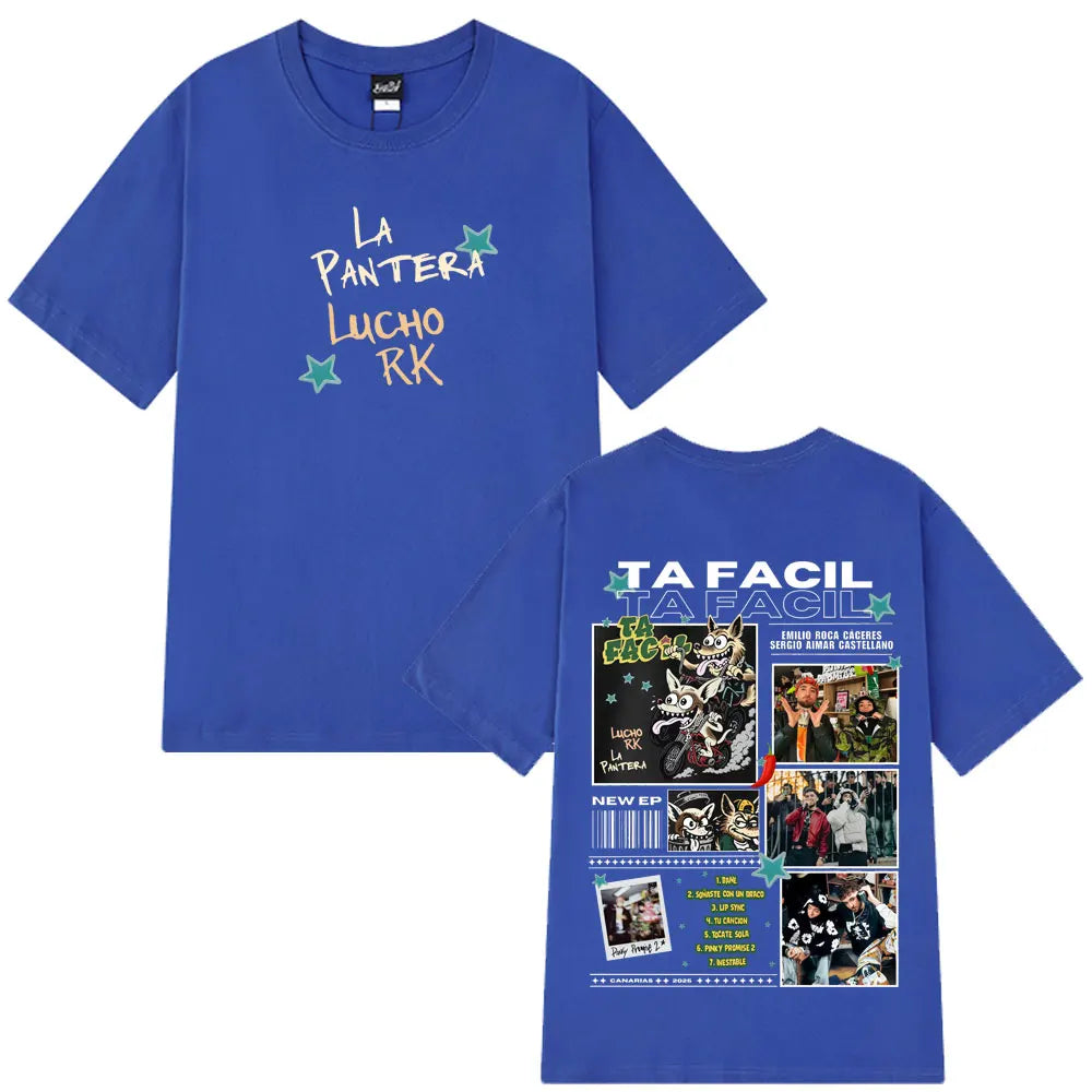 Ta Facil New Album 2025 La Panter Lucho Rk Fashion Print Tees Men Women Harajuku Hip-hop T-shirts Loose Casual Cotton T-shirts
