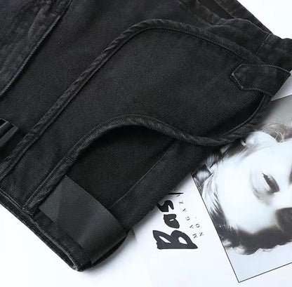 Punk Womens Denim Shorts Cargo Black Biker Short Pants For Women To Wear With Waist Pocket Outdoor Offer High Quality Hot Jeans